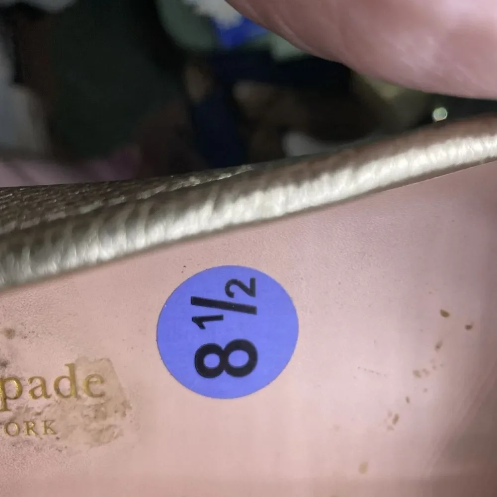 Kate Spade Bergman Gold Metallic Leather Loafers Women’s Size 8.5 Slip On Flats
